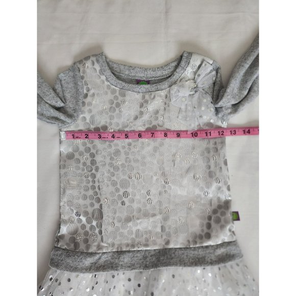 Dollie And Me Girls Gray White Metallic Polka Dot Long Sleeve Knit Dress Size 5 - Picture 15 of 16